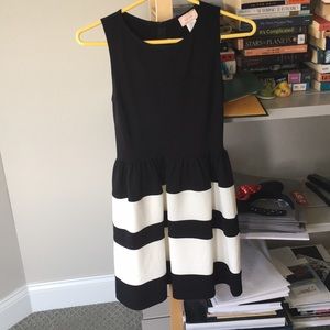 black skater dress with white stripes